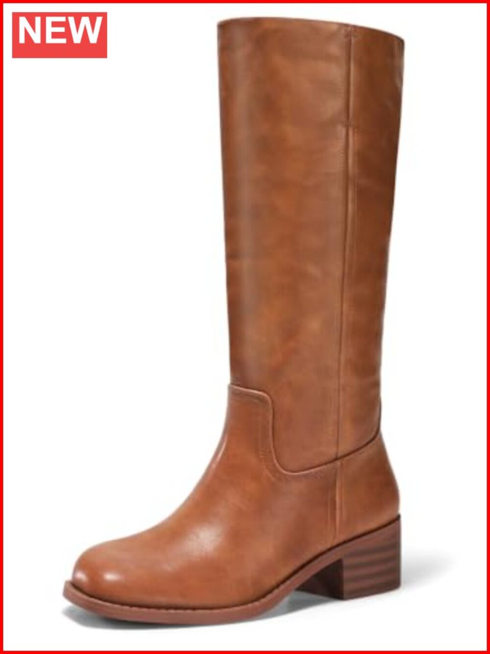Women's Knee High Boots Faux Leather Suede Square Toe Chunky Block Heel Tall